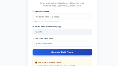 Create child theme without plugin