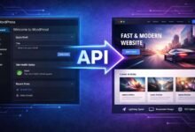 Hybrid headless WordPress architecture diagram showing WordPress backend connected to modern frontend in 2026